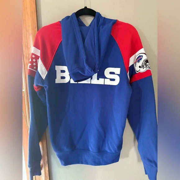 Buffalo Bills Hooded Pullover Blue and Red Sweatshirt - Picture 4 of 9